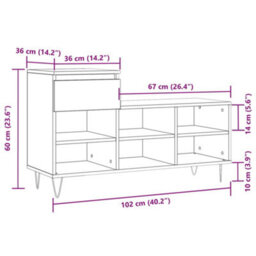 Vidaxl Shoe Cabinet Concrete Grey 102X36X60 Cm Engineered Wood - thumbnail 3