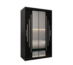 Arte York I Mirrored Sliding Door Wardrobe With Shelves And Hanging Rails In Black (H)2000mm (W)1200mm (D)620mm - thumbnail 1