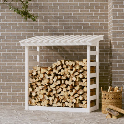 Walplus Firewood Rack White 108X64.5X110 Cm Solid Wood Pine - image 1