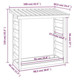 Walplus Firewood Rack White 108X64.5X110 Cm Solid Wood Pine - thumbnail 8
