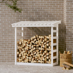 Walplus Firewood Rack White 108X64.5X110 Cm Solid Wood Pine - thumbnail 1