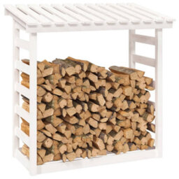 Walplus Firewood Rack White 108X64.5X110 Cm Solid Wood Pine - thumbnail 4