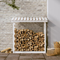 Walplus Firewood Rack White 108X64.5X110 Cm Solid Wood Pine - thumbnail 3