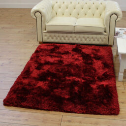 Red Handmade , Luxurious , Modern , Plain , Shaggy , Sparkle Easy To Clean Rug For Living Room, Bedroom - 120Cm X 170Cm - thumbnail 1