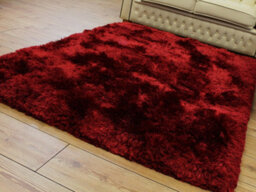 Red Handmade , Luxurious , Modern , Plain , Shaggy , Sparkle Easy To Clean Rug For Living Room, Bedroom - 120Cm X 170Cm - thumbnail 2