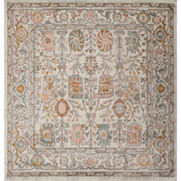 Livabliss Square Ankara-Vintage Pink Grey Traditional Boho Living Dining Bedroom Rug 200 X 200 Cm Easy Care, Non Shedding