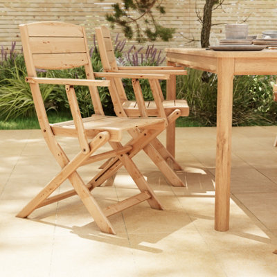 GoodHome Riveo Natural Wooden Foldable Armchair, Pack Of 2 - image 1