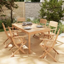 GoodHome Riveo Natural Wooden Foldable Armchair, Pack Of 2 - thumbnail 9