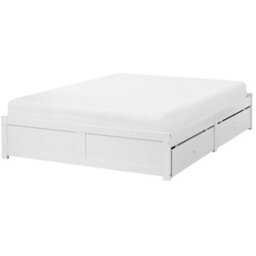 Beliani Bed With Storage Drawers Without Headboard Brux 180 X 200 Cm (Eu Super King) White - thumbnail 1
