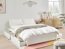 Beliani Bed With Storage Drawers Without Headboard Brux 180 X 200 Cm (Eu Super King) White - thumbnail 2