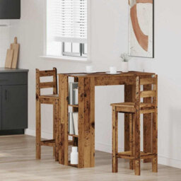 Berkfield Bar Table With Shelf Old Wood 102X50X103.5 Cm Engineered Wood - thumbnail 3