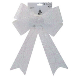 Tinsel Bow Light Up Christmas Decoration X 1 29Cm X 43Cm X 10Cm White - thumbnail 1