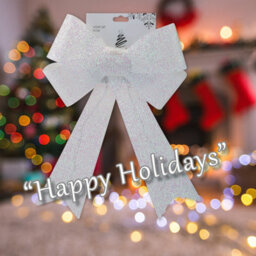 Tinsel Bow Light Up Christmas Decoration X 1 29Cm X 43Cm X 10Cm White - thumbnail 4