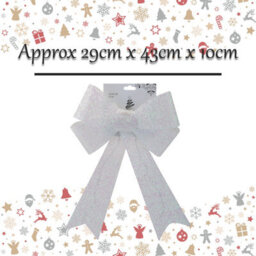 Tinsel Bow Light Up Christmas Decoration X 1 29Cm X 43Cm X 10Cm White - thumbnail 2