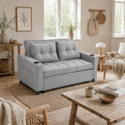 Wyld Haus Kahani Razi Light Grey 2-Seater Pull-Out Sofa Bed, Double Bed 140X200Cm