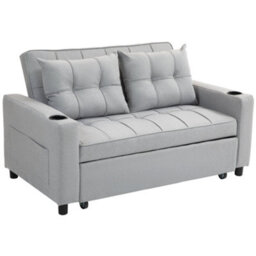 Wyld Haus Kahani Razi Light Grey 2-Seater Pull-Out Sofa Bed, Double Bed 140X200Cm - thumbnail 2