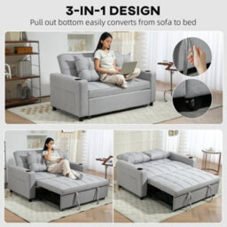 Wyld Haus Kahani Razi Light Grey 2-Seater Pull-Out Sofa Bed, Double Bed 140X200Cm - thumbnail 4