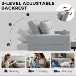 Wyld Haus Kahani Razi Light Grey 2-Seater Pull-Out Sofa Bed, Double Bed 140X200Cm - thumbnail 5