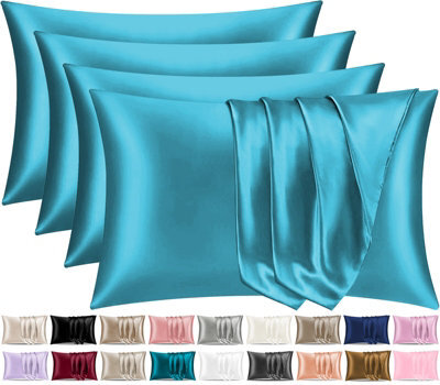 Lazzaro 4 Pack Satin Silk Pillowcases For Hair & Skin Soft Smooth With Envelope Closure - image 1