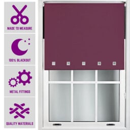 Furnished Made To Measure Blackout Roller Blinds With Square Eyelets And Metal Fittings - Aubergine (W)180Cm (L)210Cm - thumbnail 1