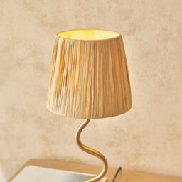 Loops Stylish Elegant Table Lamp With Raffia Shade And Brushed Brass Finish - thumbnail 6