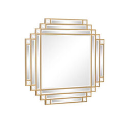 Melody Maison Square Gold Art Deco Fan Wall Mirror 55Cm X 55Cm - thumbnail 7