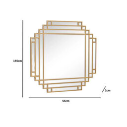 Melody Maison Square Gold Art Deco Fan Wall Mirror 55Cm X 55Cm - thumbnail 8