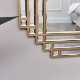 Melody Maison Square Gold Art Deco Fan Wall Mirror 55Cm X 55Cm - thumbnail 4