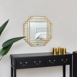 Melody Maison Square Gold Art Deco Fan Wall Mirror 55Cm X 55Cm - thumbnail 5