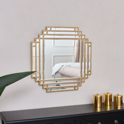 Melody Maison Square Gold Art Deco Fan Wall Mirror 55Cm X 55Cm - thumbnail 1