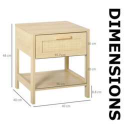 2Pc Bedside Night Tables With Rattan Drawer And Shelf - thumbnail 7