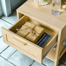 2Pc Bedside Night Tables With Rattan Drawer And Shelf - thumbnail 5