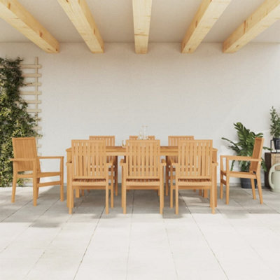 Berkfield 9 Piece Garden Dining Set Solid Wood Teak - image 1