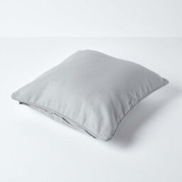 Homescapes Cotton Plain Grey Cushion Cover, 60 X 60 Cm - thumbnail 3