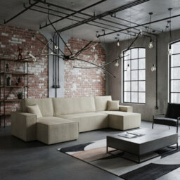 Karl U Universal Corner Sofa Bed For Living Room Chipboard Polyurethane Foam Wavy Springs 312X145X82Cm Cream Universal