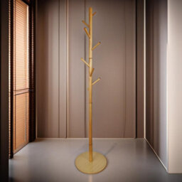 Pirlo Plush Wooden Coat Stand With 8 Hooks Brown With Round Base - thumbnail 6