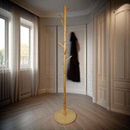 Pirlo Plush Wooden Coat Stand With 8 Hooks Brown With Round Base - thumbnail 4