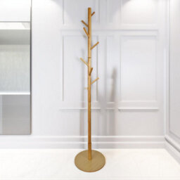 Pirlo Plush Wooden Coat Stand With 8 Hooks Brown With Round Base - thumbnail 5