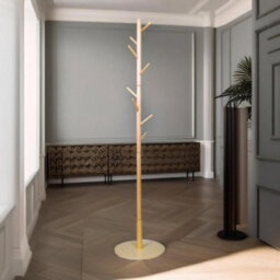 Pirlo Plush Wooden Coat Stand With 8 Hooks Brown With Round Base - thumbnail 1