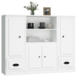 Berkfield Highboards 3 Pcs White Engineered Wood - thumbnail 4