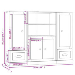 Berkfield Highboards 3 Pcs White Engineered Wood - thumbnail 8
