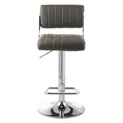 Orsina Grey Channel Design Seat Bar Stool, Adjustable Height Kitchen Bar Stool, Footrest Swivel Barseat - image 1