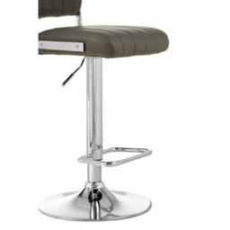 Orsina Grey Channel Design Seat Bar Stool, Adjustable Height Kitchen Bar Stool, Footrest Swivel Barseat - thumbnail 6