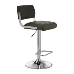 Orsina Grey Channel Design Seat Bar Stool, Adjustable Height Kitchen Bar Stool, Footrest Swivel Barseat - thumbnail 2