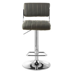 Orsina Grey Channel Design Seat Bar Stool, Adjustable Height Kitchen Bar Stool, Footrest Swivel Barseat - thumbnail 1