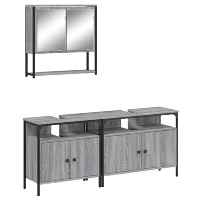 Berkfield Durable 3 Piece Bathroom Furniture Set Grey Sonoma Engineered Wood