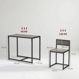 Space Saving Small Dining Table 2 Chairs Kitchen Furniture Set - thumbnail 2
