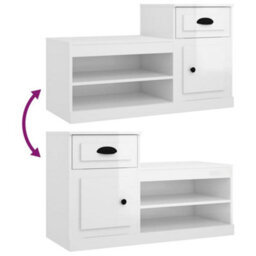 Berkfield Elegant Shoe Cabinet High Gloss White 100X42X60 Cm Engineered Wood - thumbnail 9