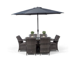 That's Furniture Arizona Rectangle 6 Seat Rattan Dining Set With Ice Bucket Drinks Cooler - Grey - thumbnail 7