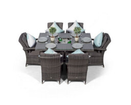 That's Furniture Arizona Rectangle 6 Seat Rattan Dining Set With Ice Bucket Drinks Cooler - Grey - thumbnail 4